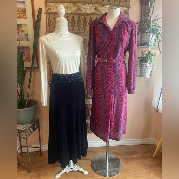 Vintage Bright Purple & Pink All Over Print 'Nat Gordon' Midi Day Dress - Picture 2 of 13